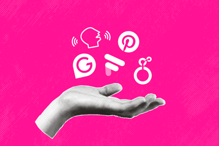 hand with open palm with popular platform logos hovering over it